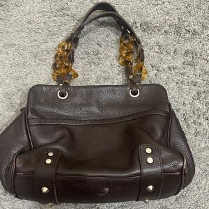 Brown Leather Handbag with Gold Accents